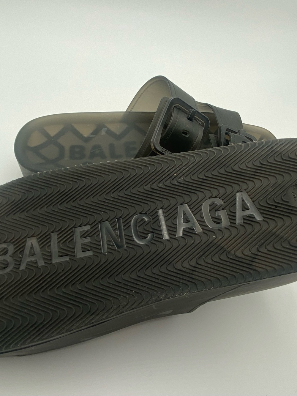 Balenciaga Black Platform Double-Buckle Slide Sandals - Picture 10 of 15